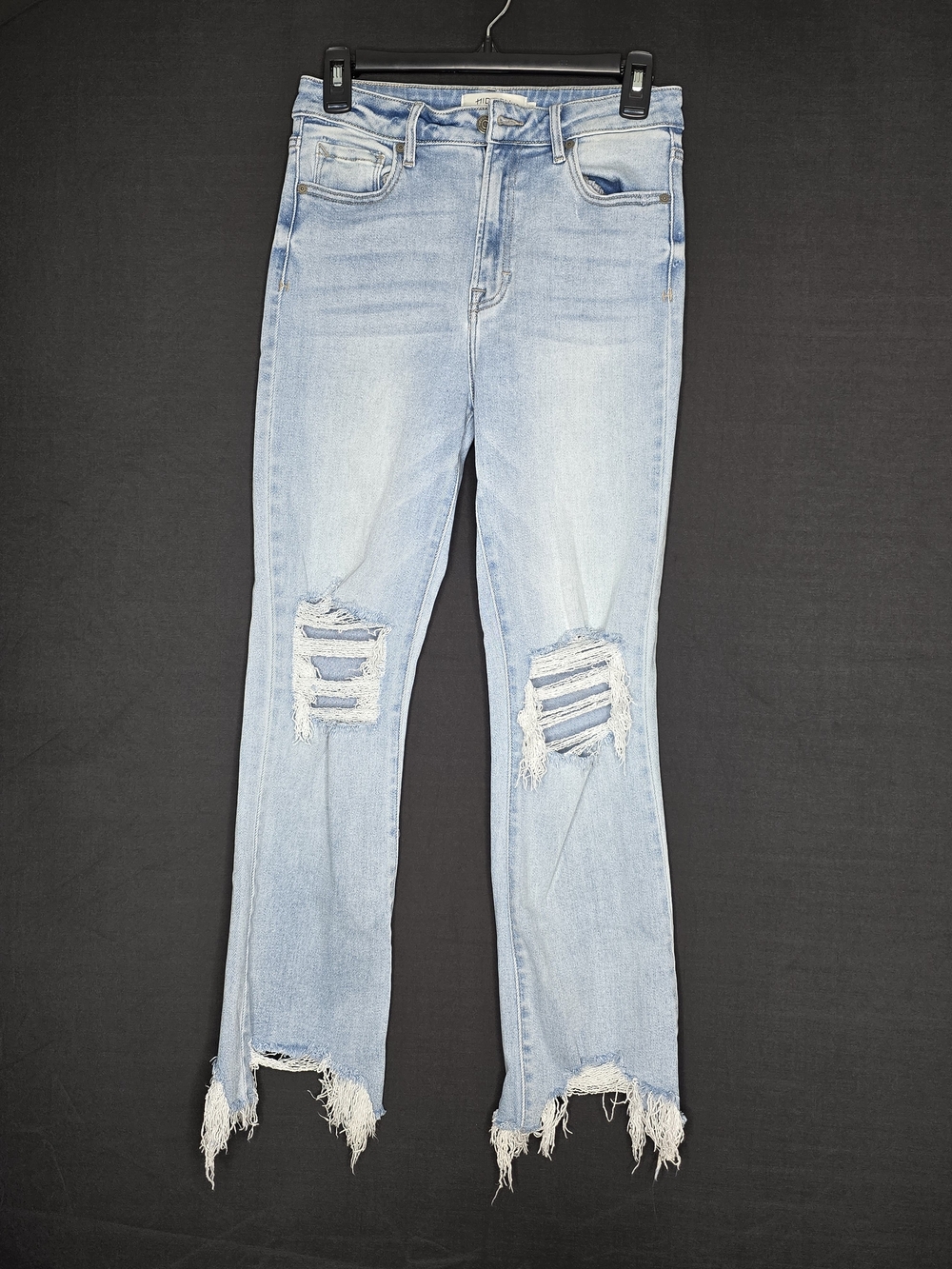 Straight-Leg Distressed Light Blue Women's Jeans